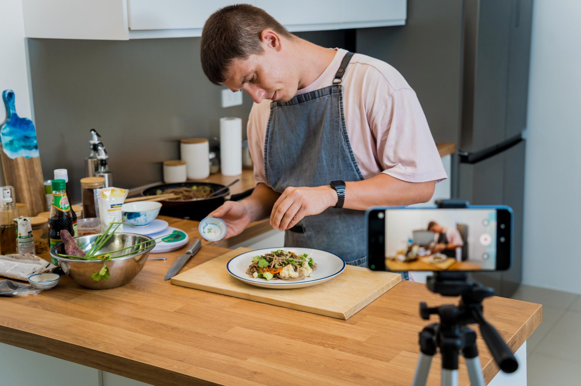 Student practicing plating at home